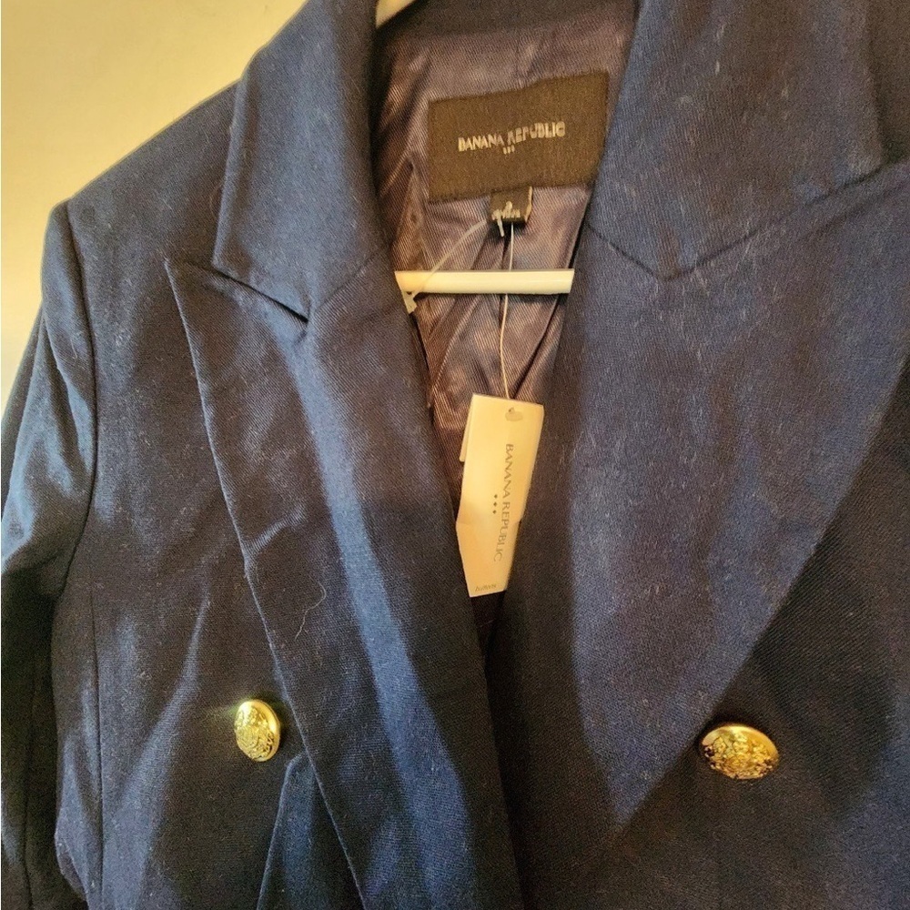 Banana Republic Women's Double Breasted Captain's Blazer Navy Size 2 NWT - Picture 3 of 5